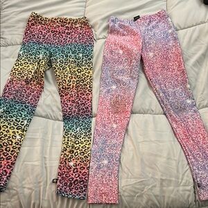 Pixielane Colorful Leopard and Glitter Print Kids Leggings